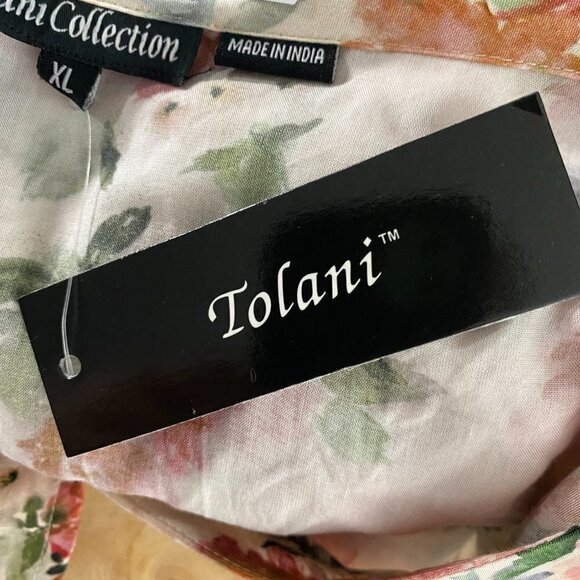 Tolani Collection Julie Blouse Top XL Sand Floral Tie Long Sleeve NWT TP-2210 - Picture 7 of 10